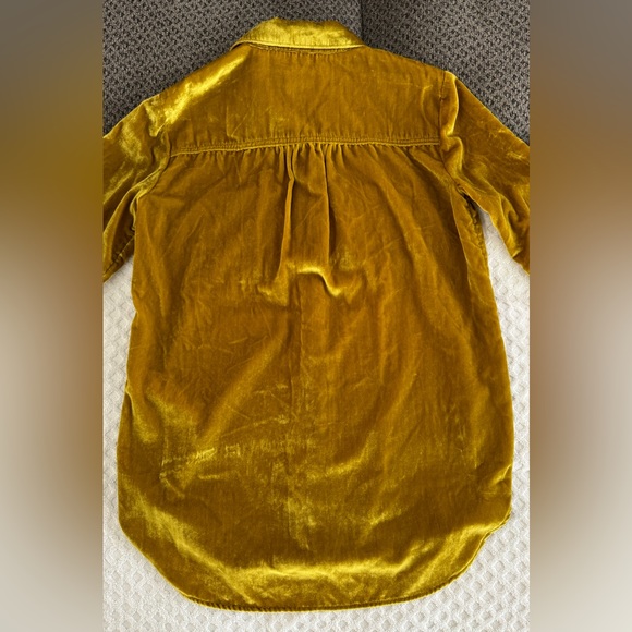 Anthropologie Maeve Karina Velvet Button Down Shirt in Gold Size 0 OB1057701 - Picture 11 of 16